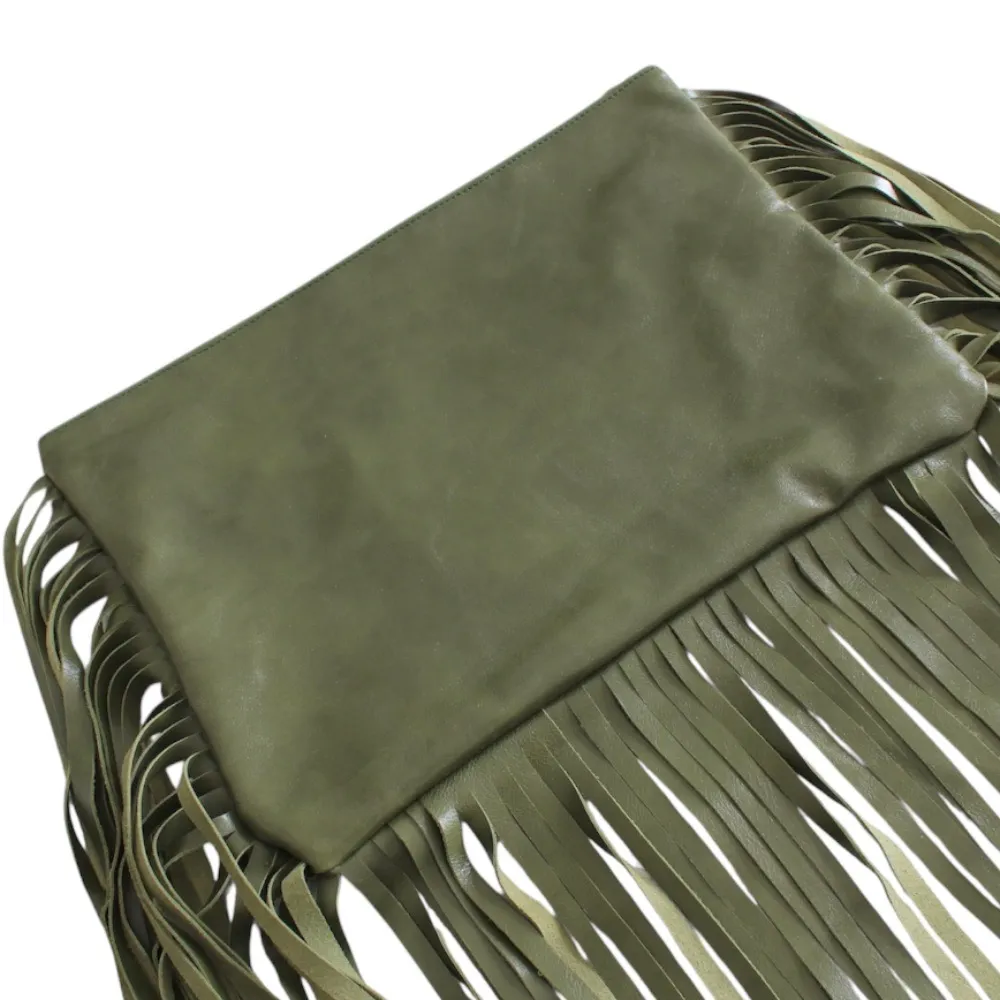 Handmade clutch in soft suede leather nude pink color - Mira